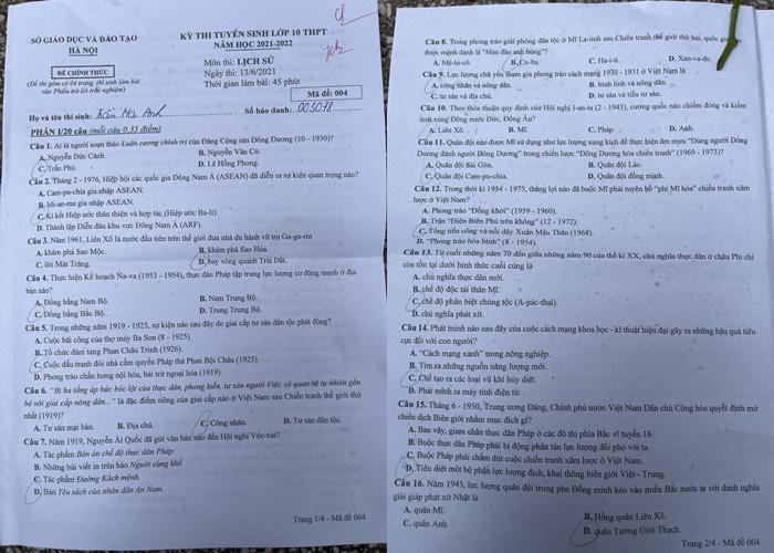 Kết thúc 2 môn Toán, Lịch sử kỳ thi vào 10: Đề thi dễ, nhiều học sinh dự đoán điểm cao