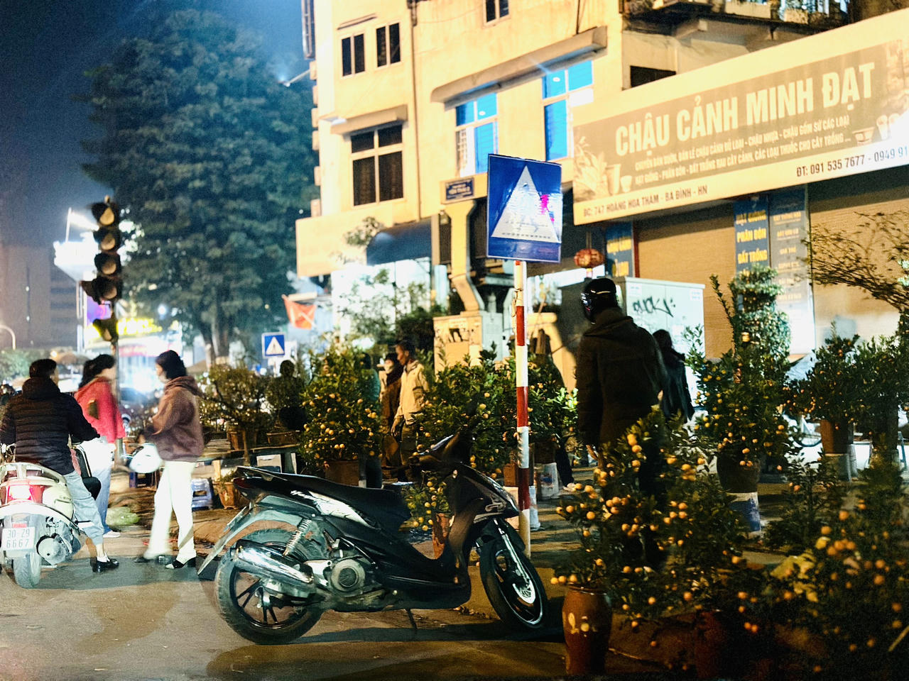 Chiều 30 Tết, đào 'ế' chặt chất thành đống bên đường phố Hà Nội 