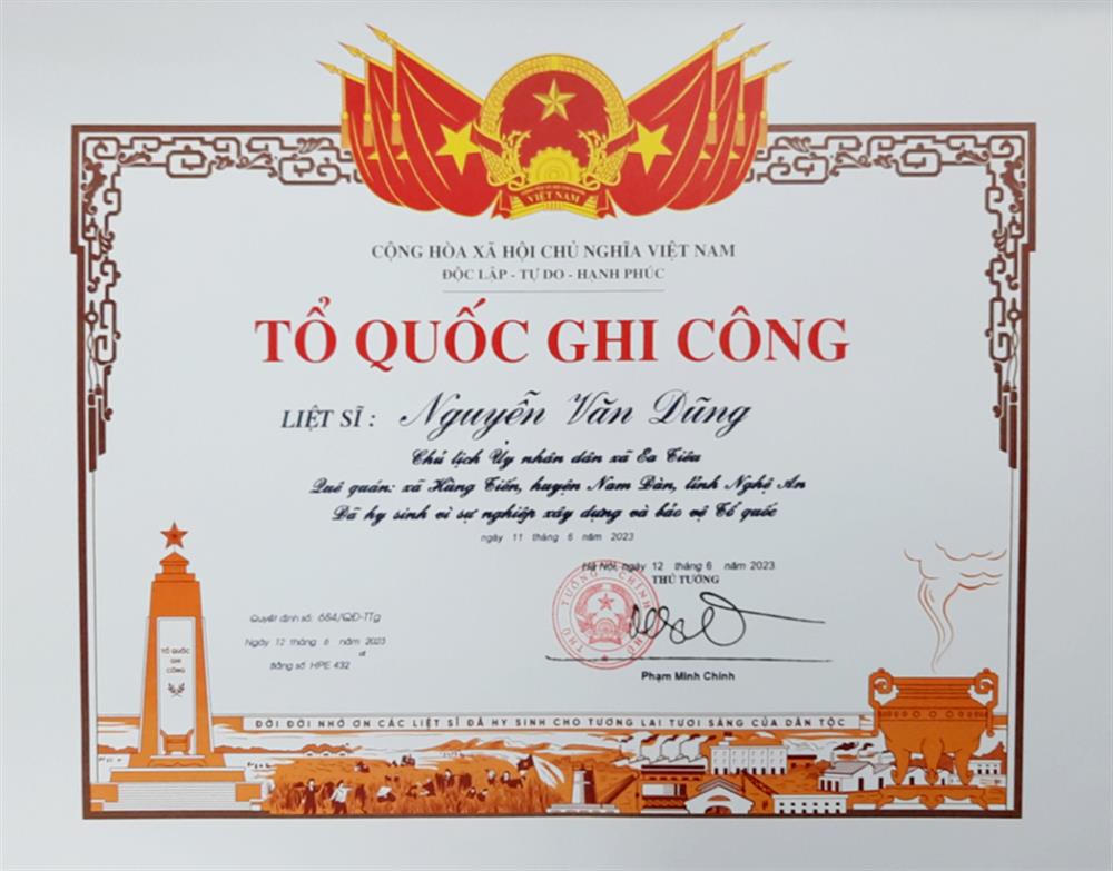  Cấp Bằng "Tổ quốc ghi công" đối với 6 liệt sĩ hy sinh tại Đắk Lắk