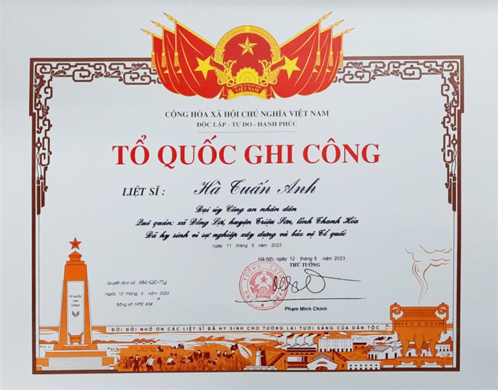  Cấp Bằng "Tổ quốc ghi công" đối với 6 liệt sĩ hy sinh tại Đắk Lắk