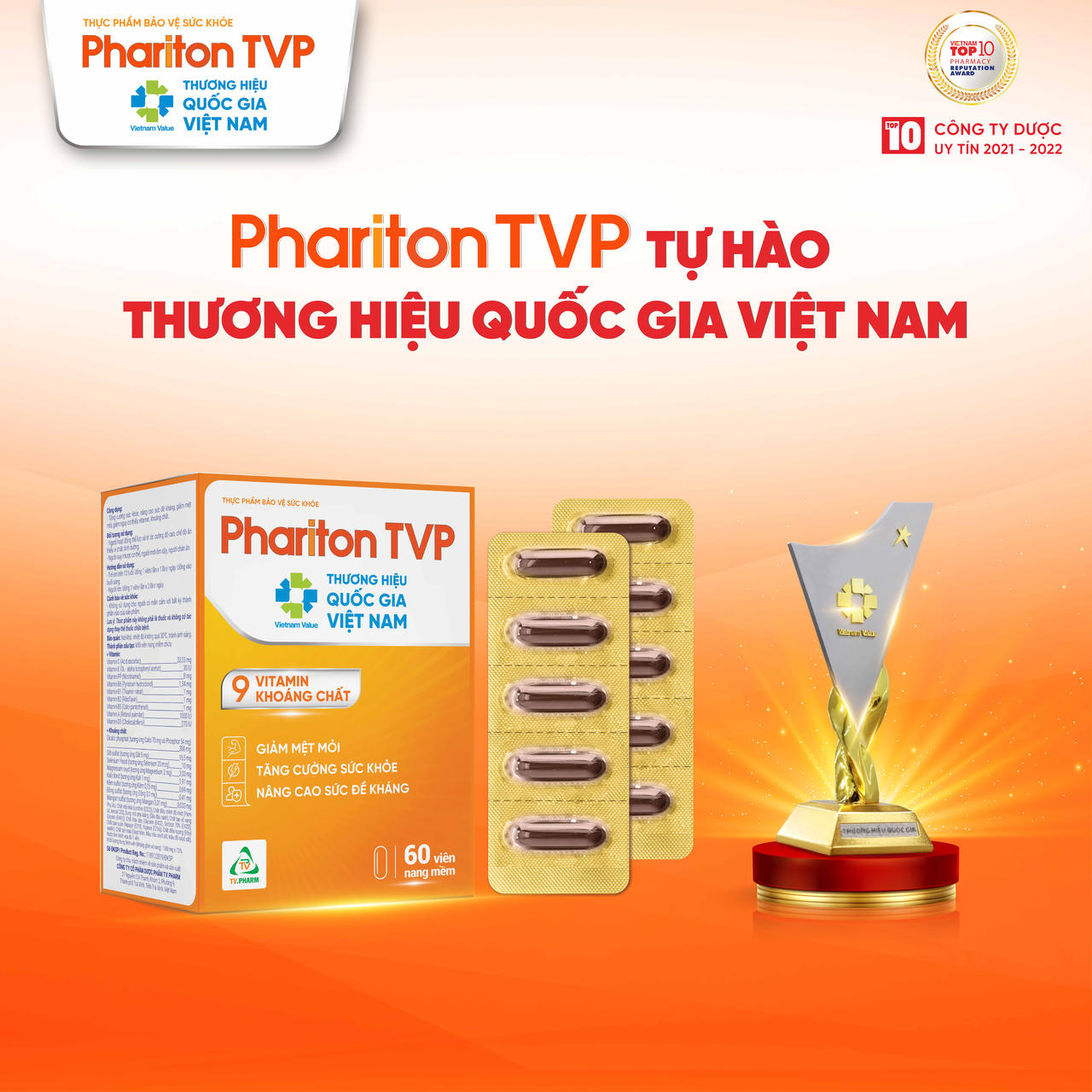 Thương hiệu Quốc gia Phariton TVP giữ vững sứ mệnh nâng cao sức khoẻ Việt