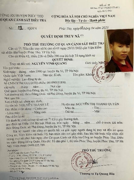 Phúc Thọ (Hà Nội): Truy nã đối tượng chém người do mâu thuẫn khi chơi game "Võ lâm truyền kỳ I"