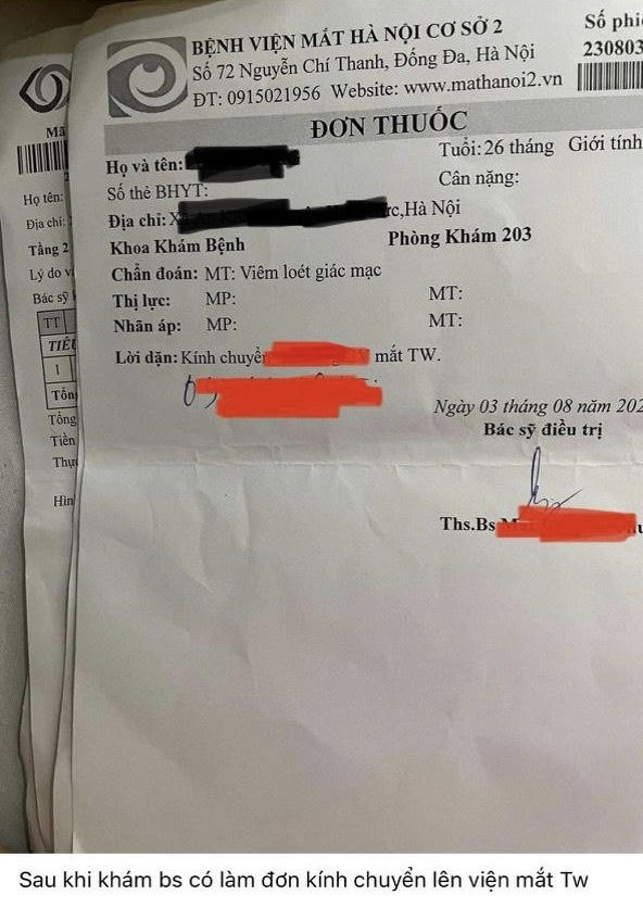 Bệnh viện mắt Hà Nội 2 nói gì về việc bóc giả mạc cho bé 2 tuổi dẫn đến hoại tử mắt