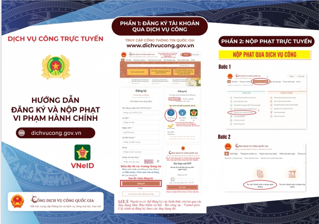 Hướng dẫn cách đăng ký phương tiện, nộp phạt trên Cổng thông tin quốc gia 