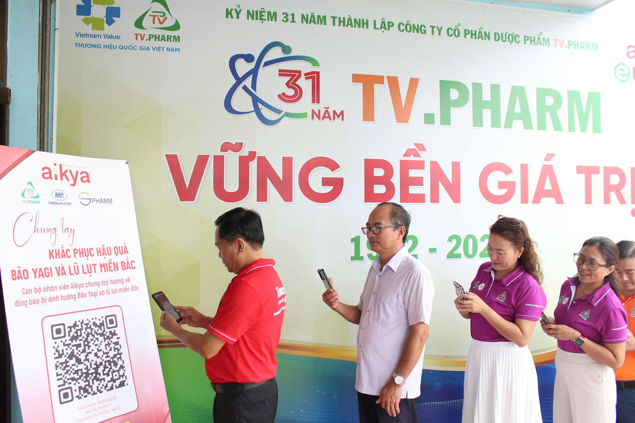 Dược phẩm TV.Pharm - AIKYA chung tay ủng hộ đồng bào bị thiệt hại do bão Yagi và lũ quét
