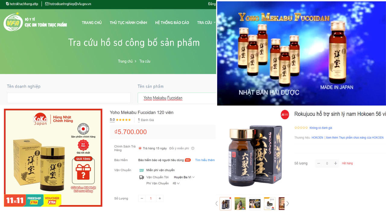 Loạt sản phẩm “Yoho Mekabu Fucoidan” chưa được cấp phép vẫn bán tràn lan trên các sàn thương mại điện tử