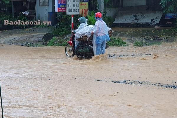 Không thể di chuyển từ TP Lào Cai lên Sa Pa do mưa gây lũ lớn