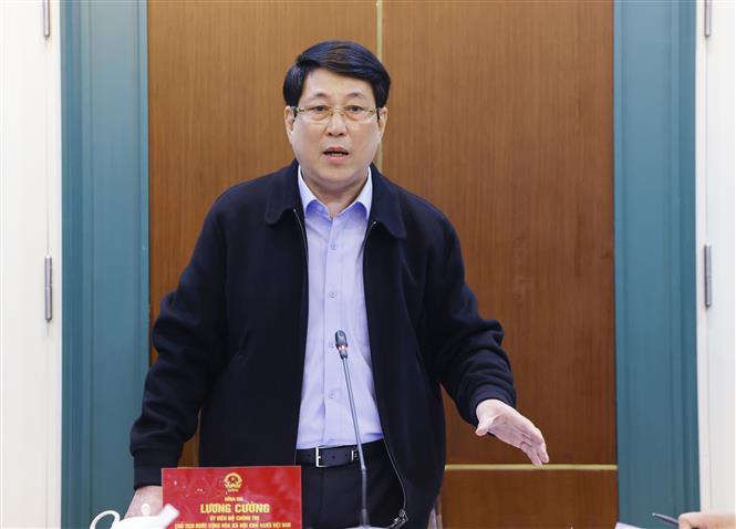 Chủ tịch nước Lương Cường làm việc với Văn phòng Chủ tịch nước về công tác tư pháp