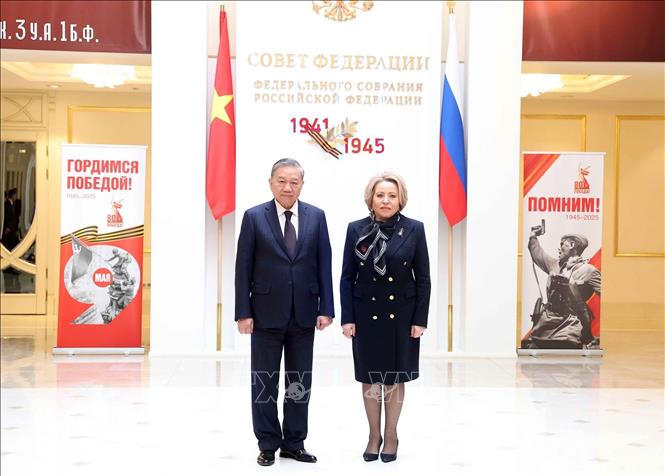 Tổng Bí thư Tô Lâm hội kiến Chủ tịch Hội đồng Liên bang Nga