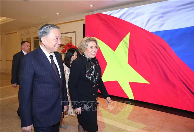 Tổng Bí thư Tô Lâm hội kiến Chủ tịch Hội đồng Liên bang Nga