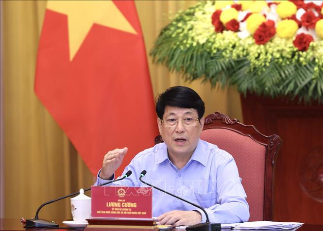 Chủ tịch nước Lương Cường làm việc với Văn phòng Chủ tịch nước về các nhiệm vụ trọng tâm thời gian tới