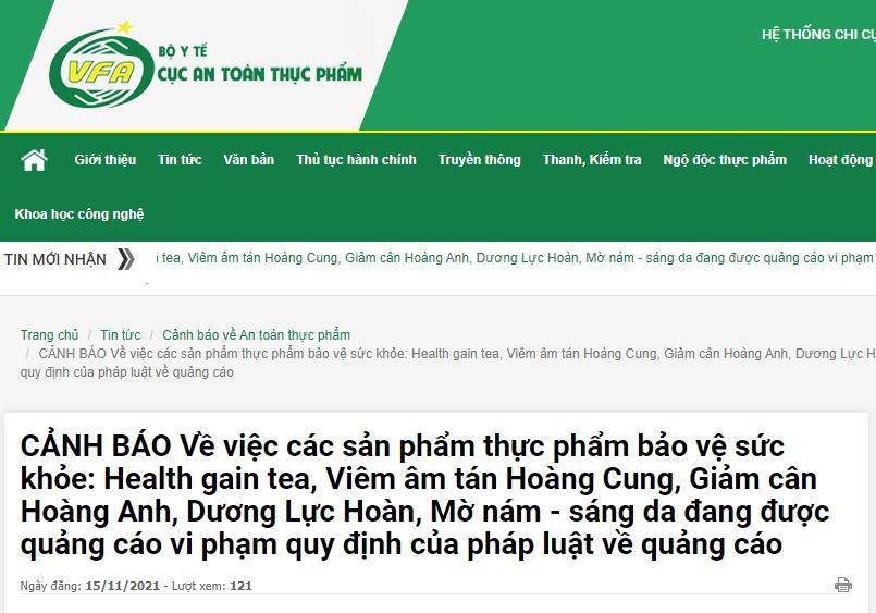 Cảnh báo nhiều sản phẩm của Đông Nam Dược Hoàng Anh quảng cáo vi phạm pháp luật