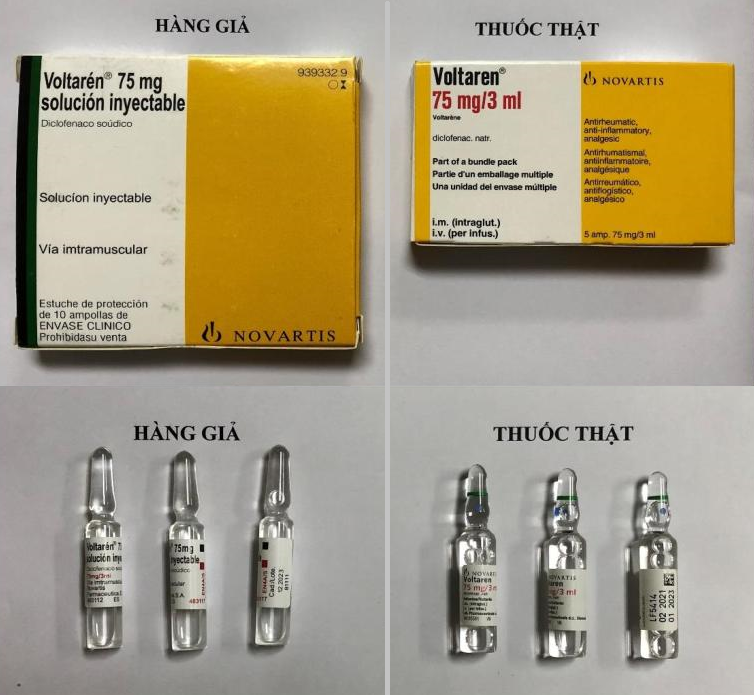 Bộ Y tế cảnh báo mẫu thuốc Voltarén 75mg nghi ngờ là thuốc giả