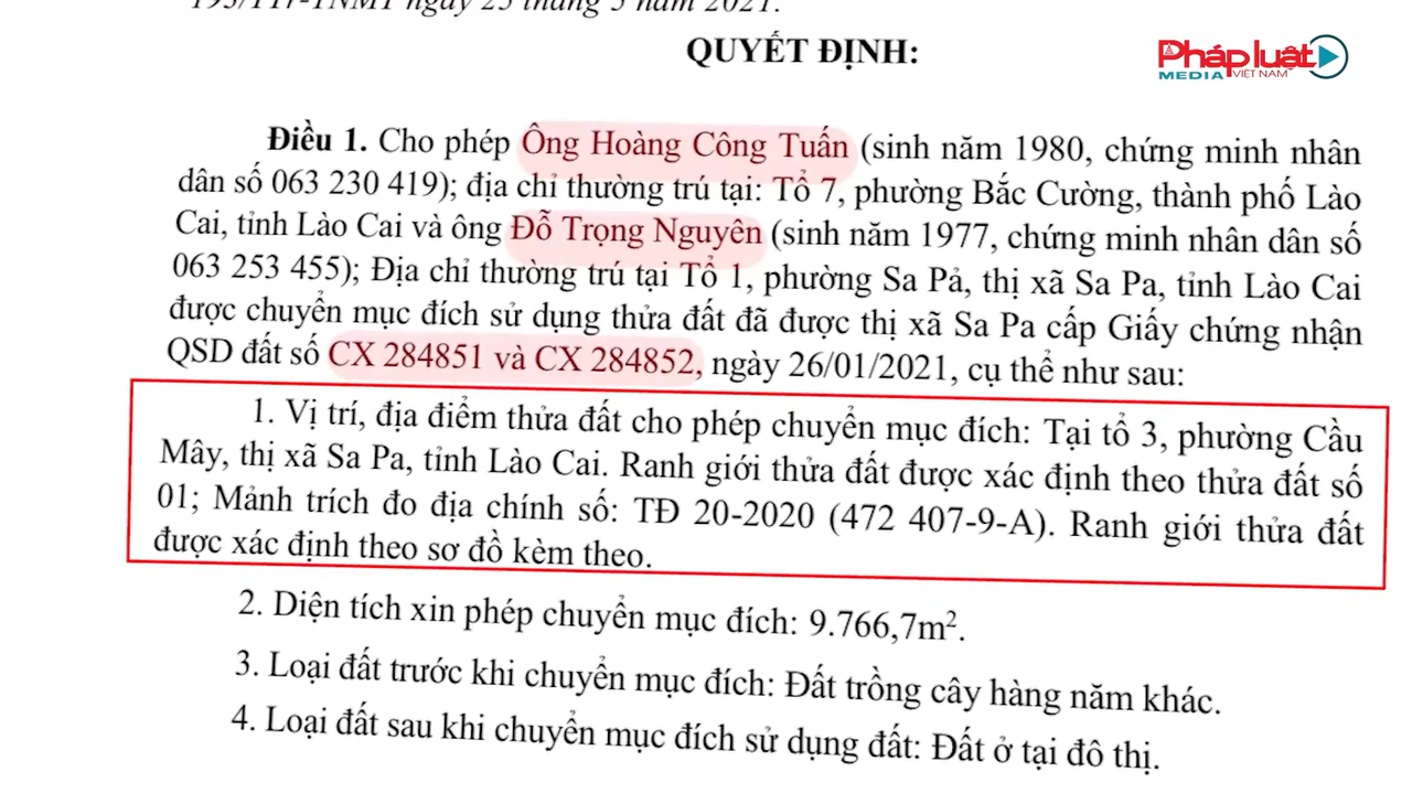 Lào Cai: Chuyển đổi gần 10.000m2 đất nông nghiệp sang đất ở đô thị tại khu Vườn Vô Cực – (Bài 2)