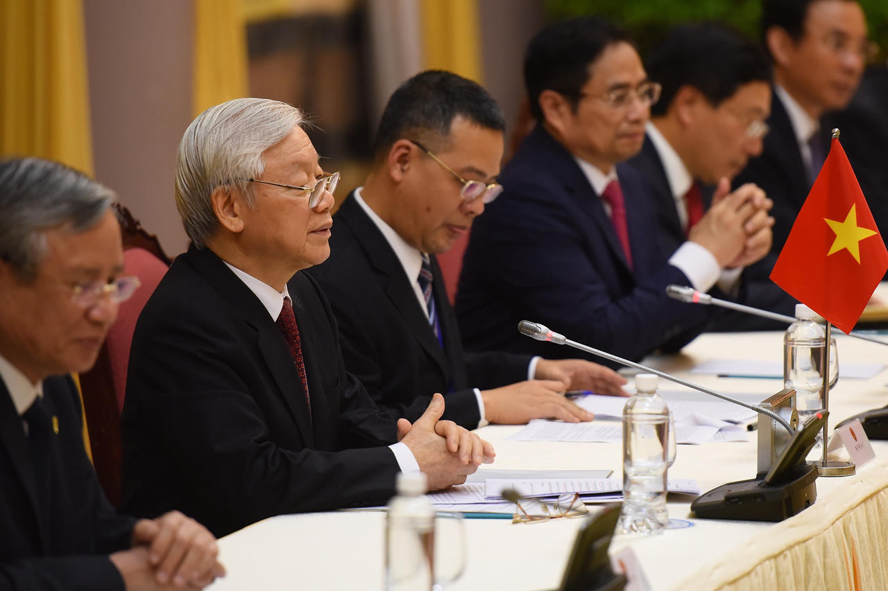 Tổng Bí thư, Chủ tịch nước Nguyễn Phú Trọng hội đàm với Chủ tịch Triều Tiên 