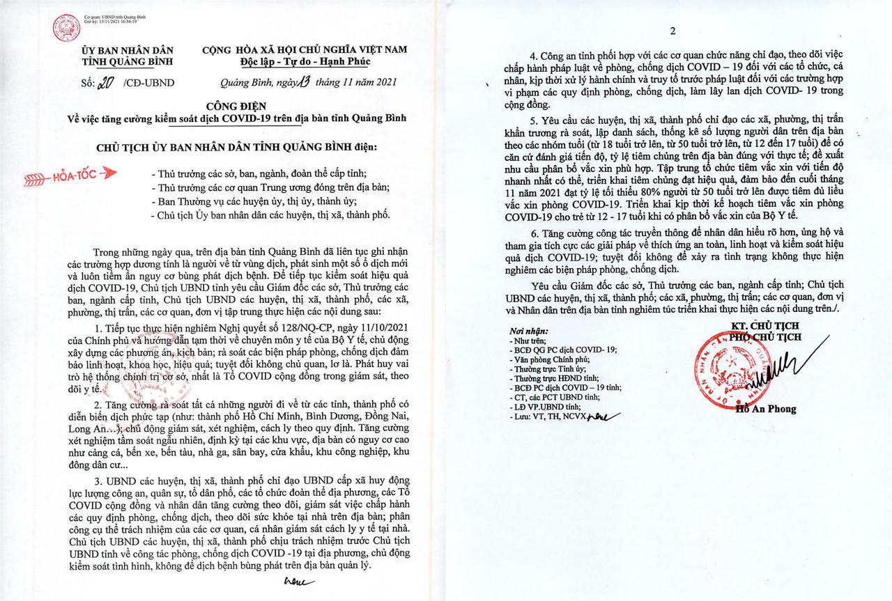 Quảng Bình sẽ truy tố các trường hợp làm lây lan dịch COVID-19