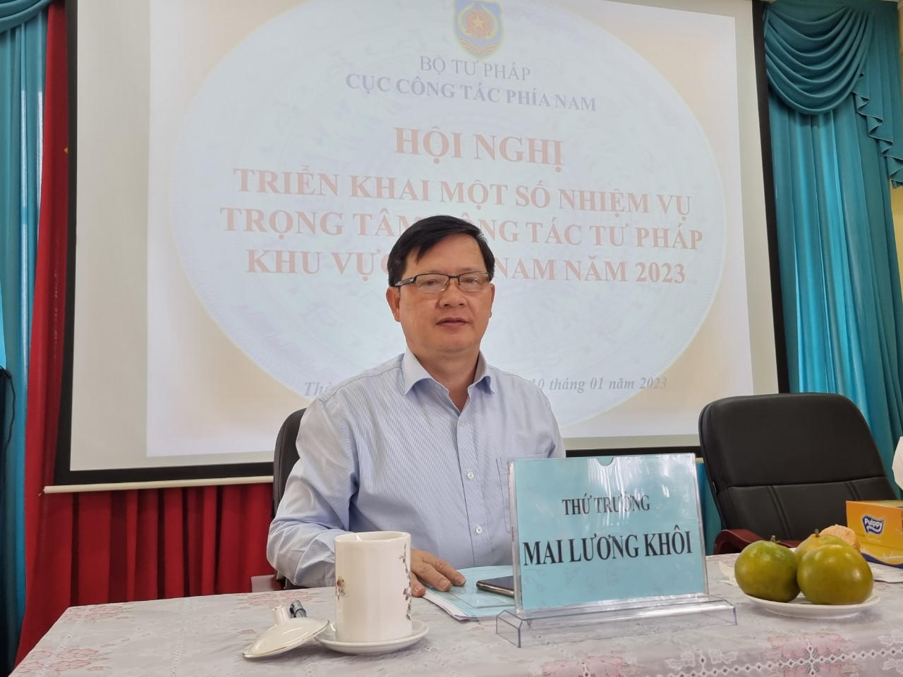 Thứ trưởng Mai Lương Khôi dự Hội nghị triển khai công tác tư pháp phía Nam năm 2023
