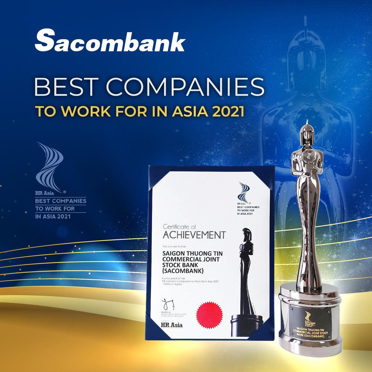 Sacombank đạt giải thưởng môi trường làm việc tốt nhất châu Á năm 2021