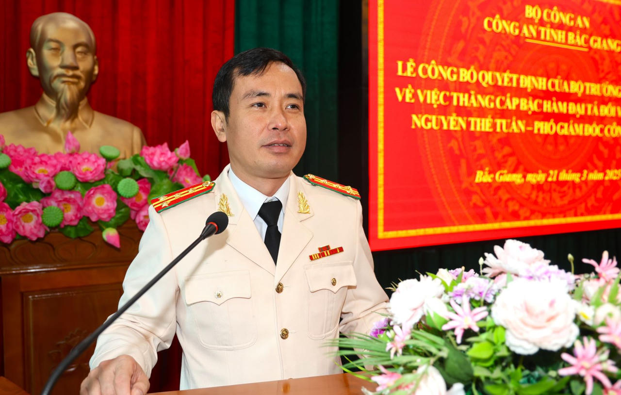  Phó Giám đốc công an tỉnh Bắc Giang Nguyễn Thế Tuấn được thăng hàm Đại tá