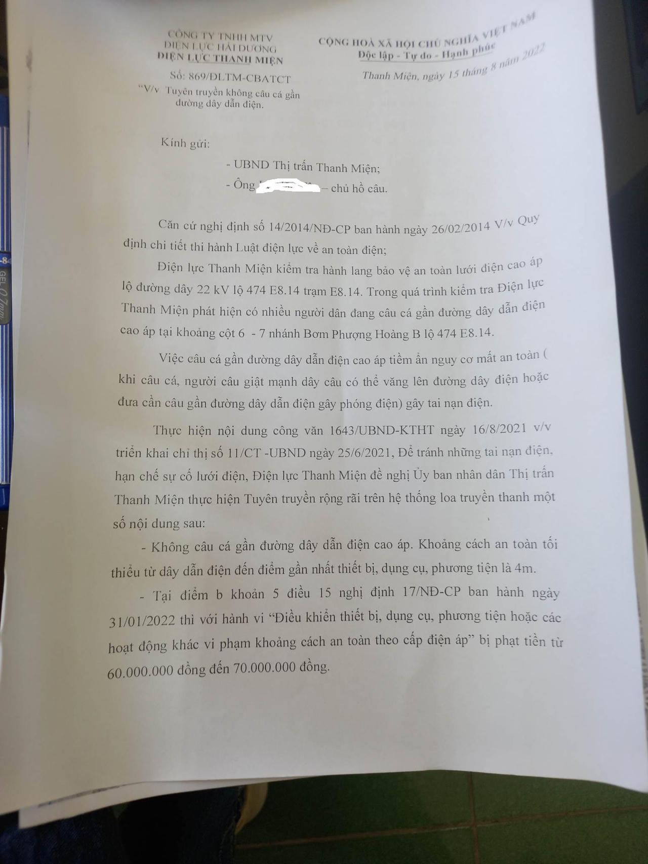 Người dân chết do điện giật ở hồ câu: Lãnh đạo địa phương phủ nhận trách nhiệm