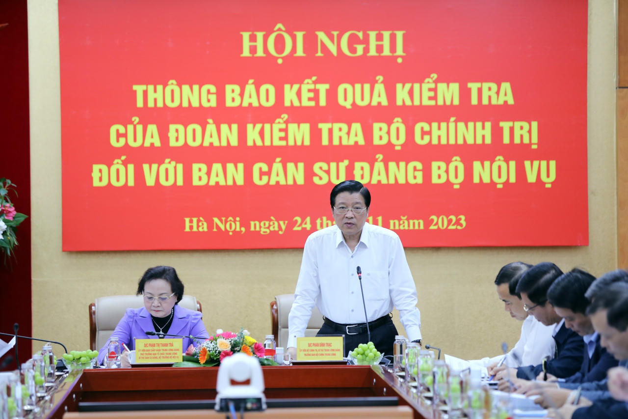 Thông báo kết quả kiểm tra công tác cán bộ đối với Ban cán sự đảng Bộ Nội vụ