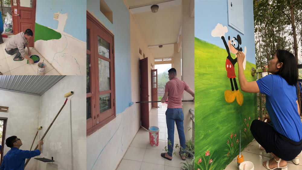Đoàn Thanh niên Báo Pháp luật Việt Nam cùng "sơn lại tường cho trường em"