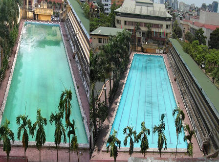 Nước bể bơi có thể lưu cữu cả năm nhờ Clohydric?