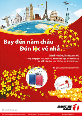 “Bay đến năm châu, đón lộc về nhà” cùng Maritime Bank