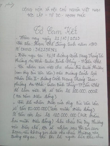 Lừa lấy 80 triệu để lo vào ngành Công an, chứng cứ rành rành vẫn không bị khởi tố?