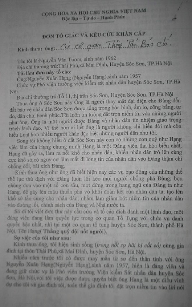 Phó Viện trưởng Viện kiểm sát Sóc Sơn bị tố chiếm đoạt tiền tỷ