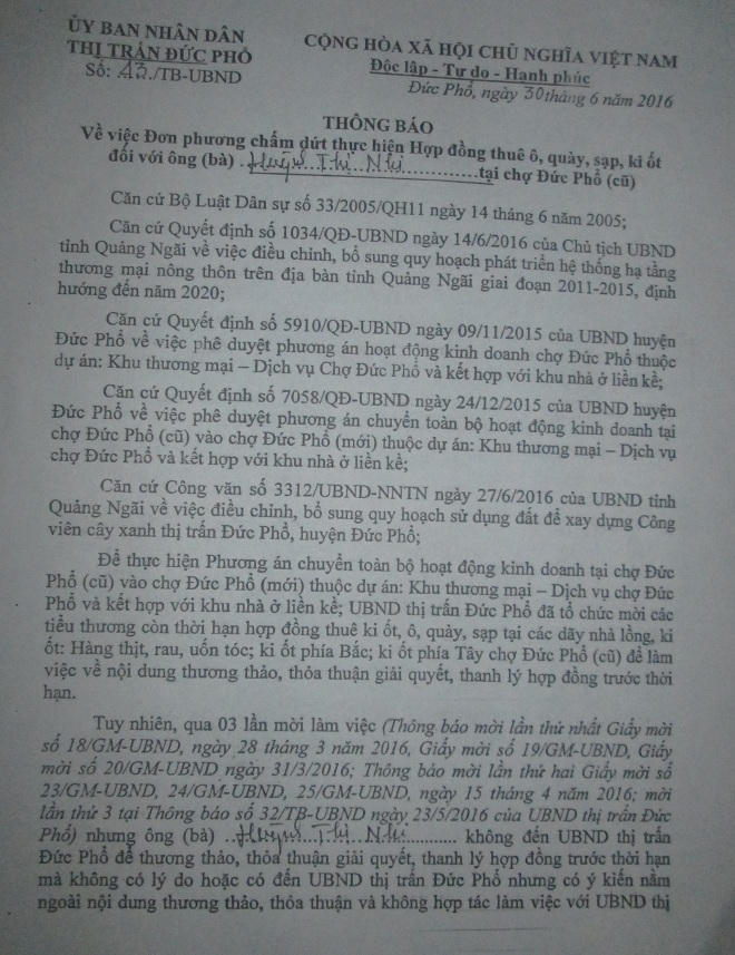 Bị địa phương o ép, tiểu thương chợ Đức Phổ dắt díu nhau ra TW kêu cứu
