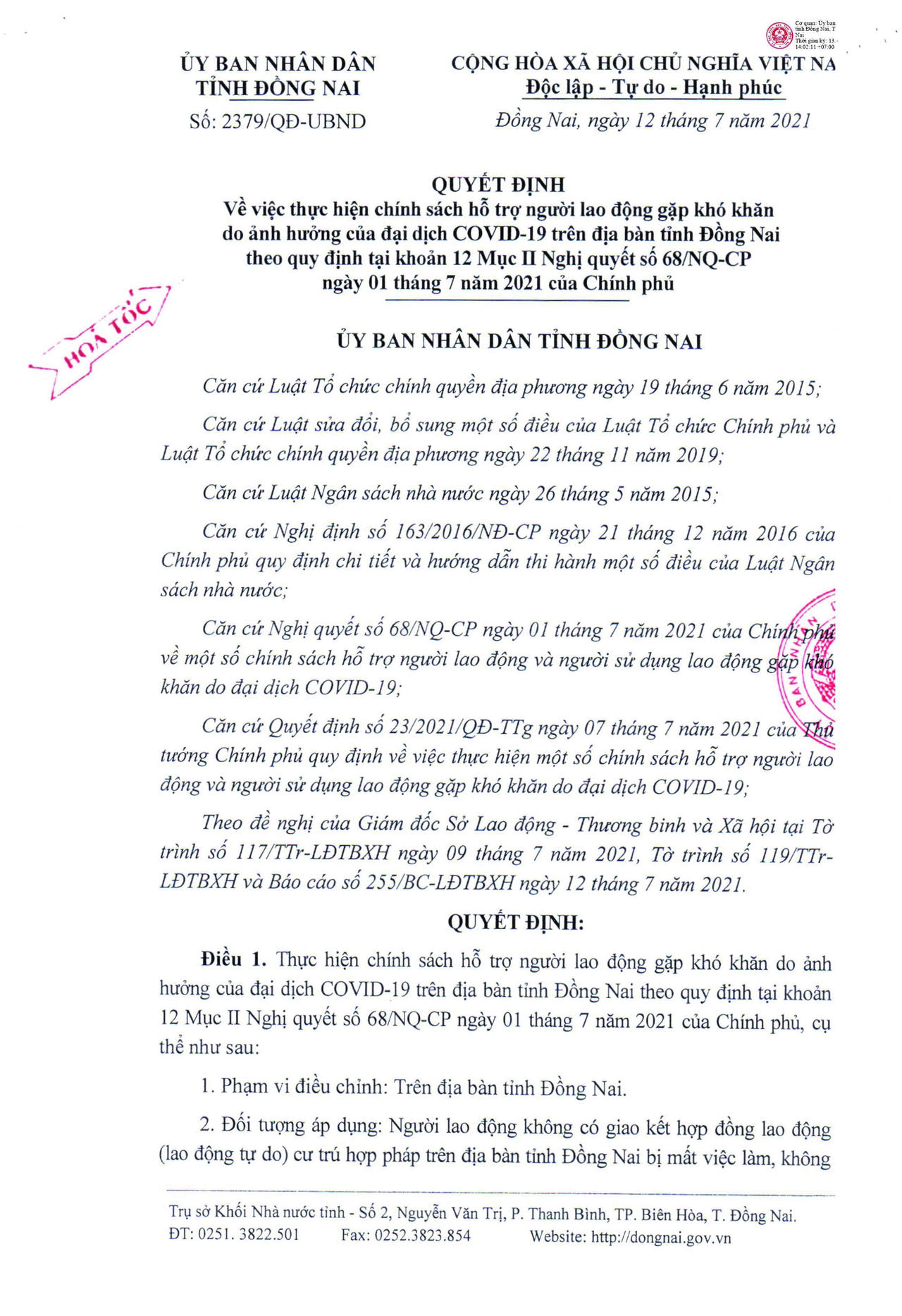 Đồng Nai: Khẩn cấp hỗ trợ người lao động tự do bị ảnh hưởng dịch COVID-19