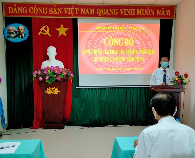 Bổ nhiệm Giám đốc Sở Tư pháp Bà Rịa – Vũng Tàu