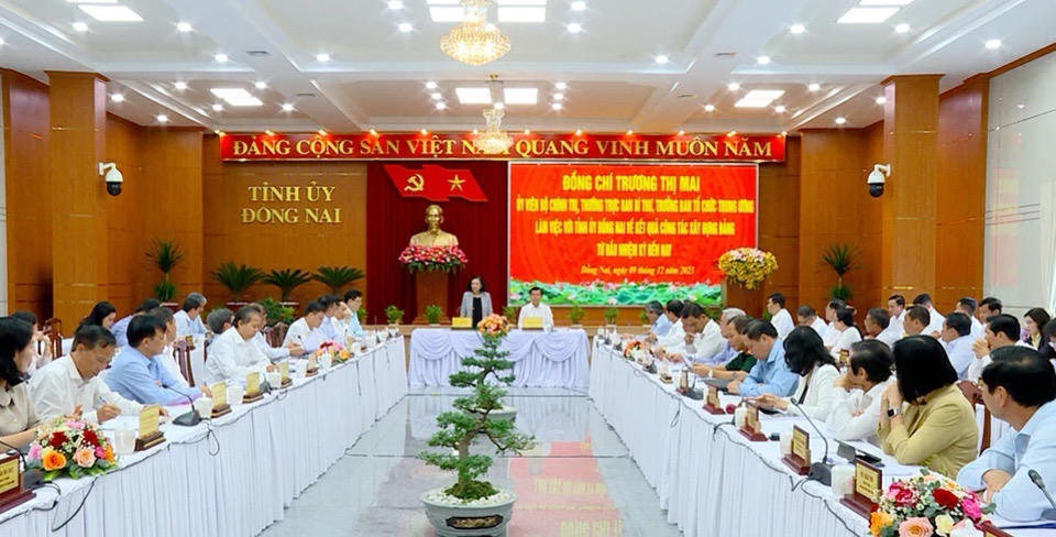 Thường trực Ban Bí thư Trương Thị Mai làm việc với Ban Chấp hành Đảng bộ tỉnh Đồng Nai