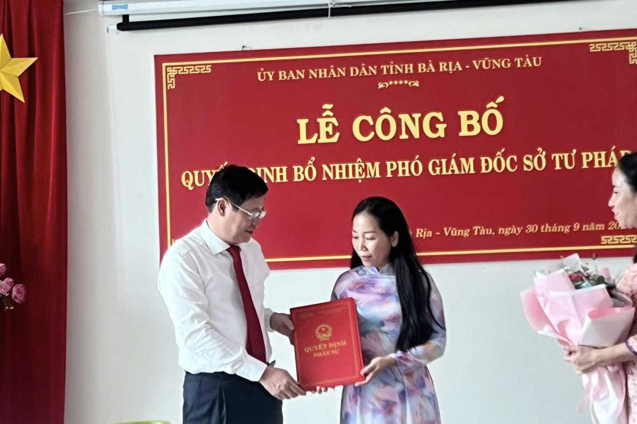 Phó Trưởng Ban Pháp chế, HĐND tỉnh Bà Rịa - Vũng Tàu giữ chức Phó Giám đốc Sở Tư pháp