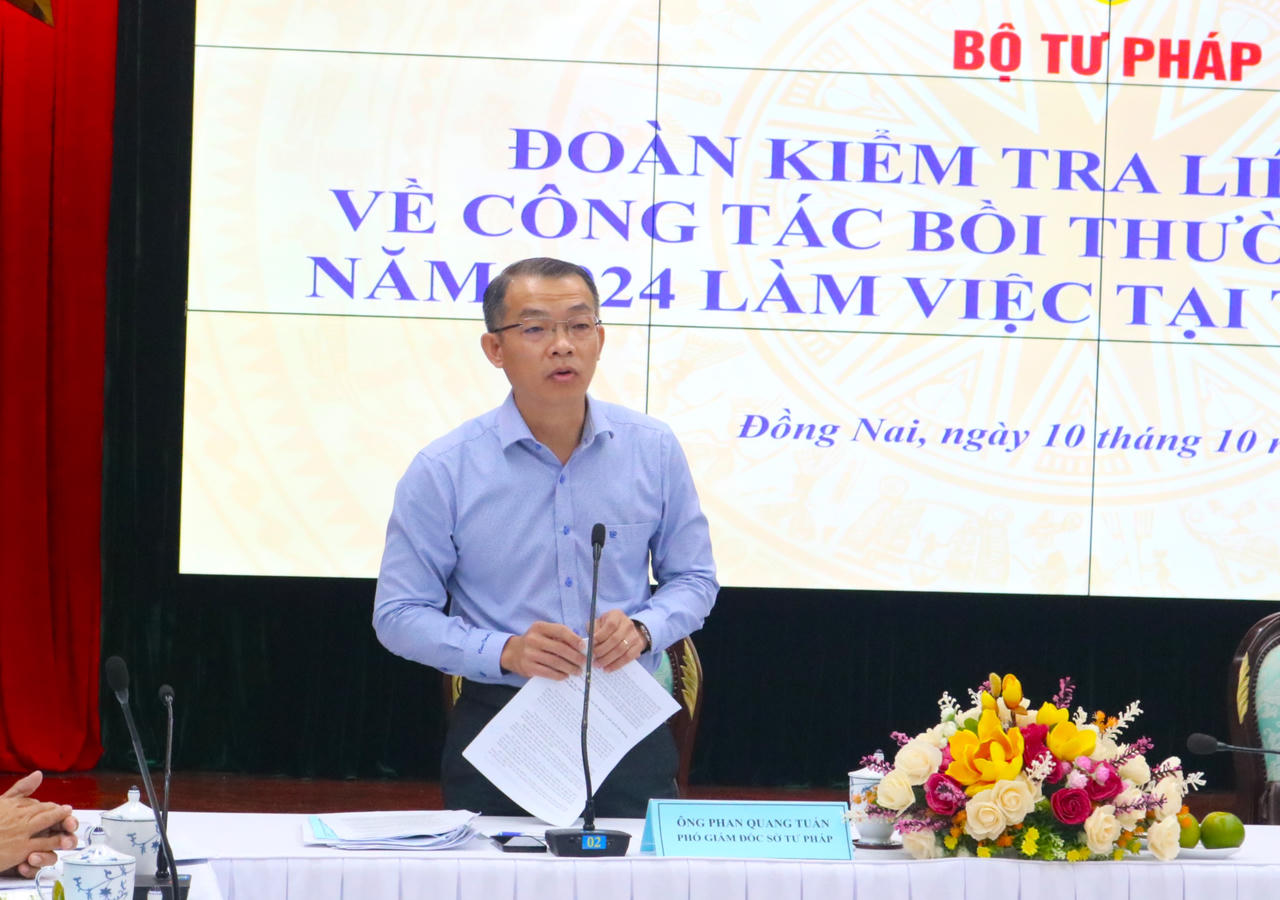Đoàn kiểm tra của Bộ Tư pháp làm việc tại Đồng Nai về công tác Bồi thường nhà nước