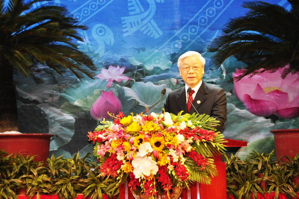 Tổng Bí thư Nguyễn Phú Trọng phát biểu tại Lễ kỷ niệm 70 năm ngày Truyền thống Ngành Tư pháp (28/8/1945 – 28/8/2015) và đón nhận Huân chương Độc lập hạng Nhất.