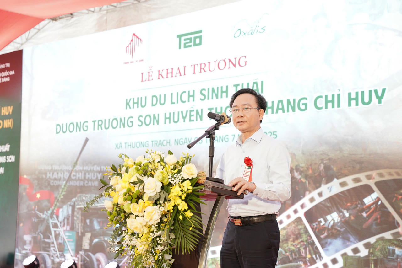 Phó chủ tịch UBND tỉnh Quảng Trị Hoàng Xuân Tân phát biểu tại Lễ khai trương.