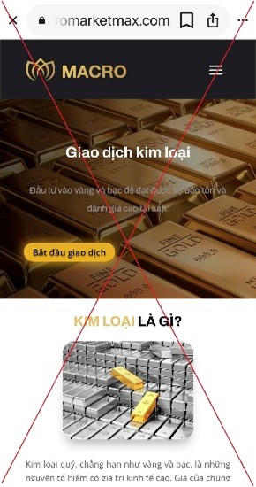 Trang web đầu tư sàn vàng lừa đảo