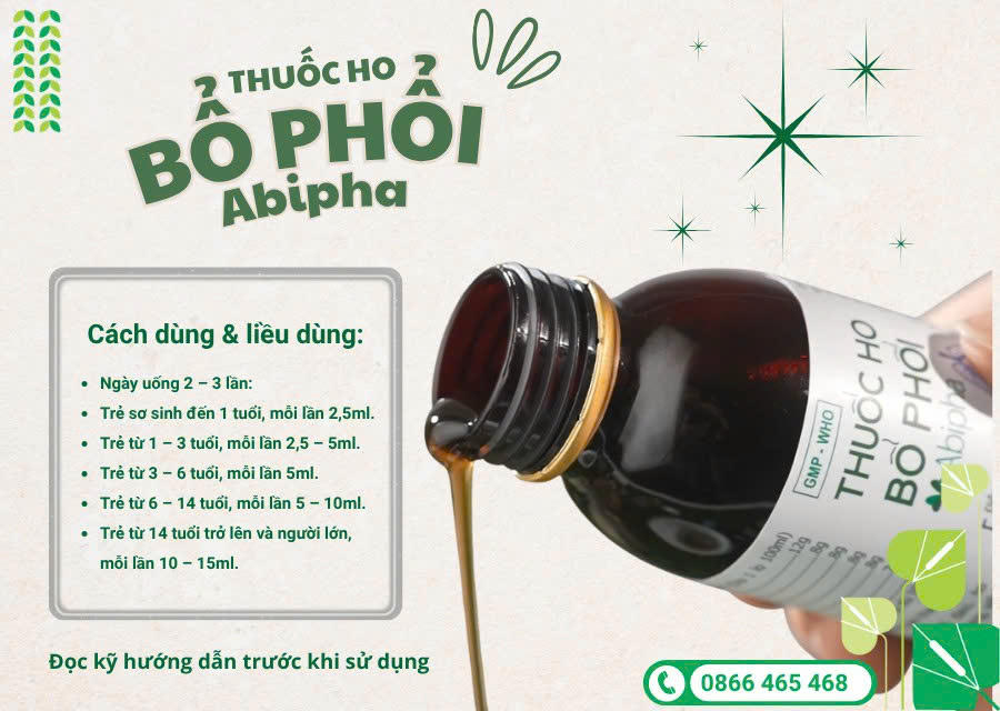 Hướng dẫn cách dùng Thuốc Ho Bổ Phổi Abipha