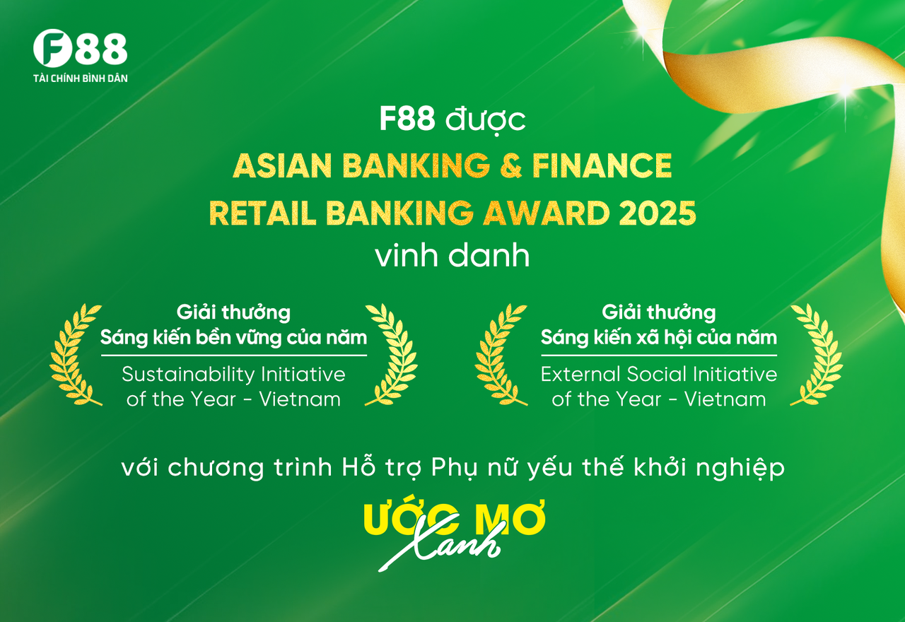 Thông báo của F88 về việc Ước mơ xanh nhận cùng lúc hai giải thưởng từ ABF  