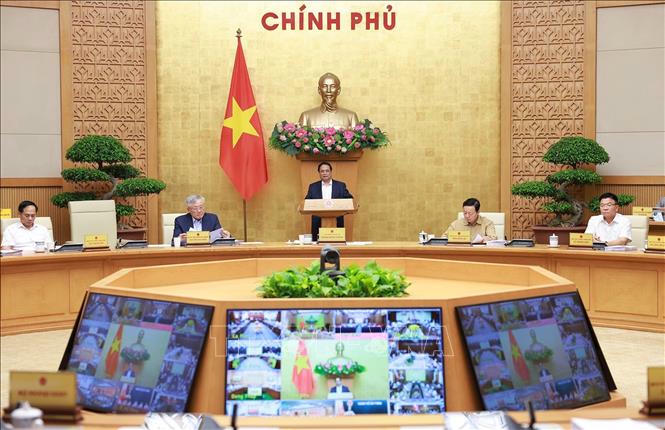 Thủ tướng Phạm Minh Chính chủ trì Phiên họp Chính phủ thường kỳ tháng 6 năm 2025 và Hội nghị trực tuyến Chính phủ với các địa phương. Ảnh: Dương Giang/TTXVN