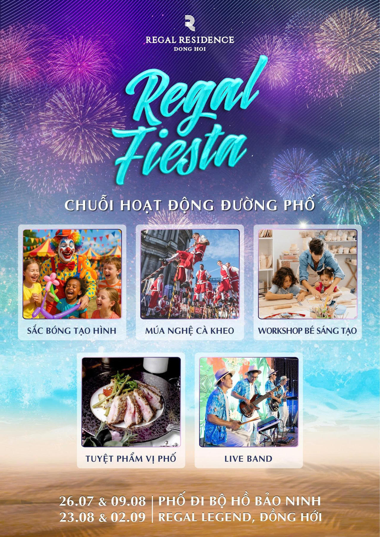 Bên cạnh hoạt động bắn pháo hoa tầm thấp, Công ty CP Regal Group sẽ tổ chức các chương trình nghệ thuật, sự kiện bên lề hấp dẫn để phục vụ khách du lịch.
