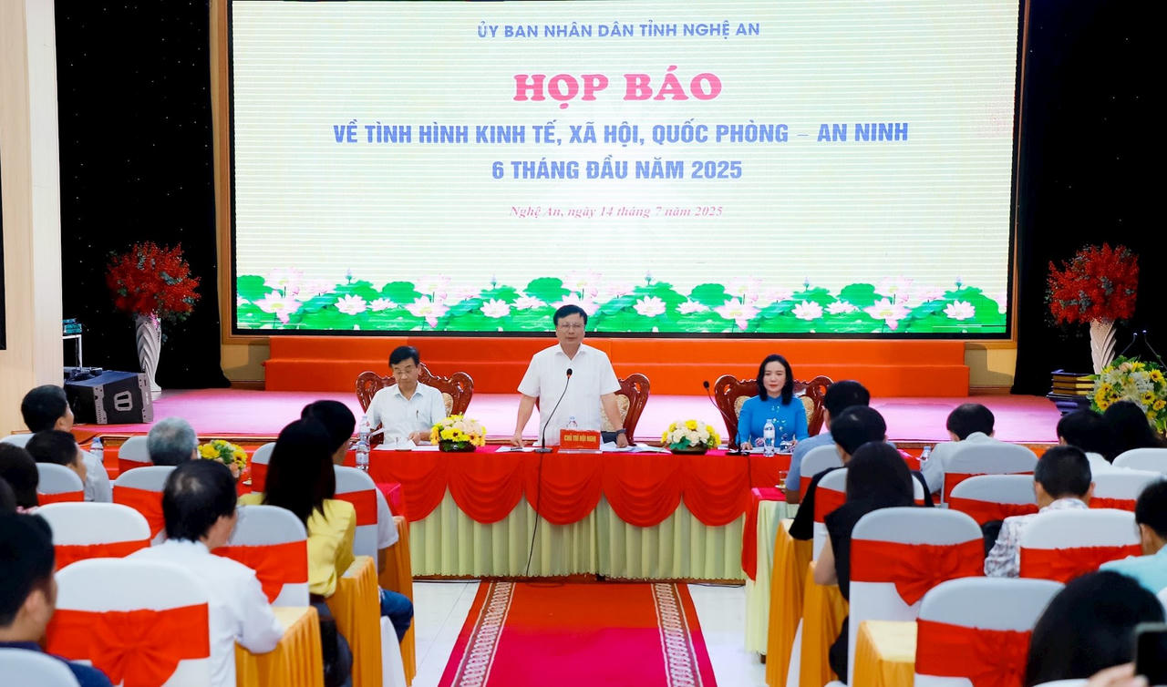 Phó Chủ tịch UBND tỉnh Bùi Đình Long phát biểu kết luận họp báo.