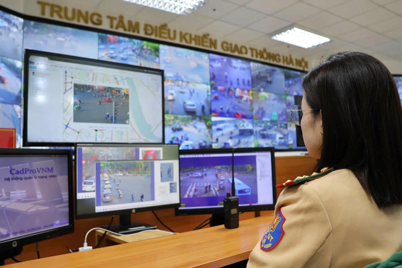 Hệ thống camera giao thông đang được Phòng Cảnh sát giao thông (Công an TP Hà Nội) vận hành. (Ảnh: Công an TP Hà Nội)
