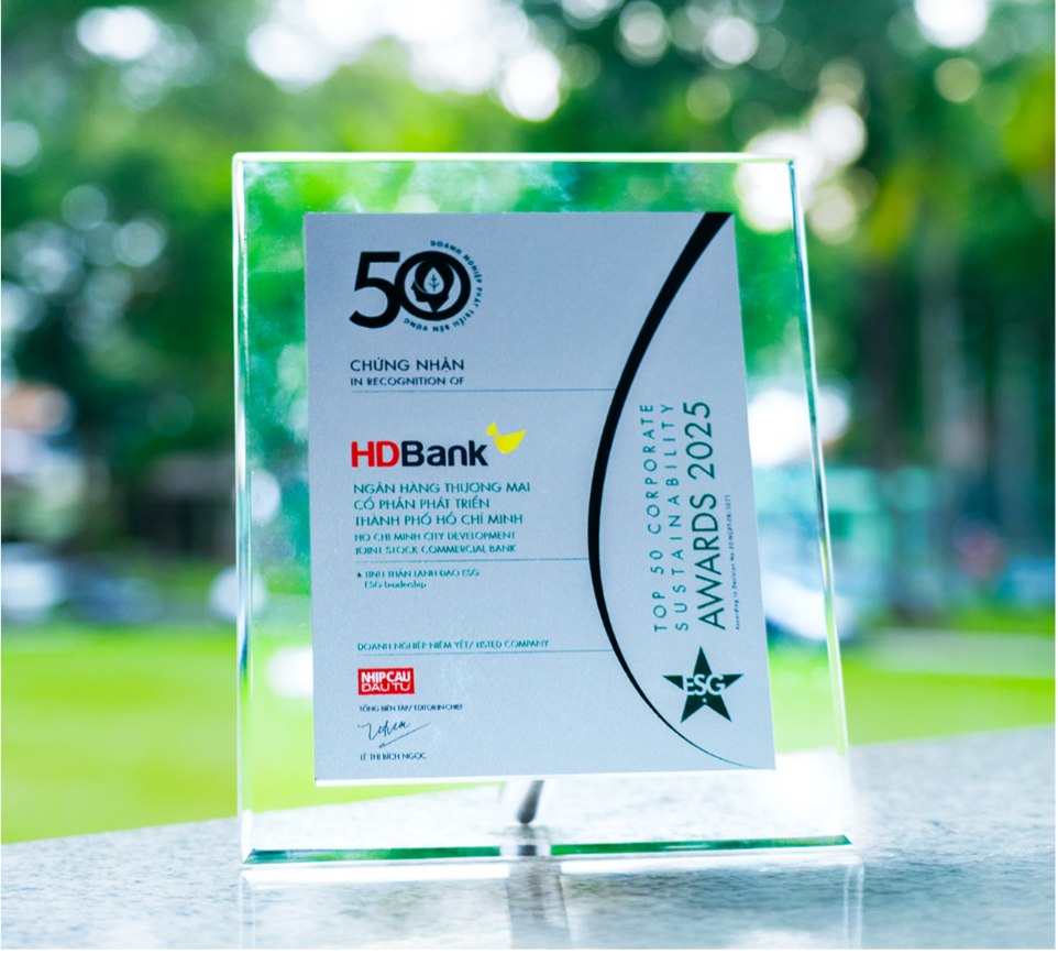 HDBank lần thứ ba liên tiếp được vinh danh trong Top 50 Doanh nghiệp Phát triển bền vững tiêu biểu Việt Nam.