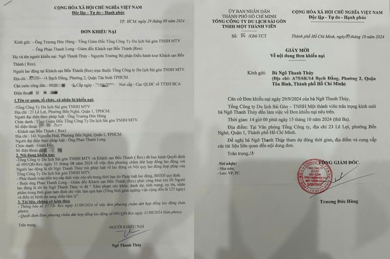 Sự việc chấm dứt hợp đồng với người lao động tại Khách sạn Bến Thành:
Tổng Công ty Du lịch Sài Gòn cung cấp thông tin
