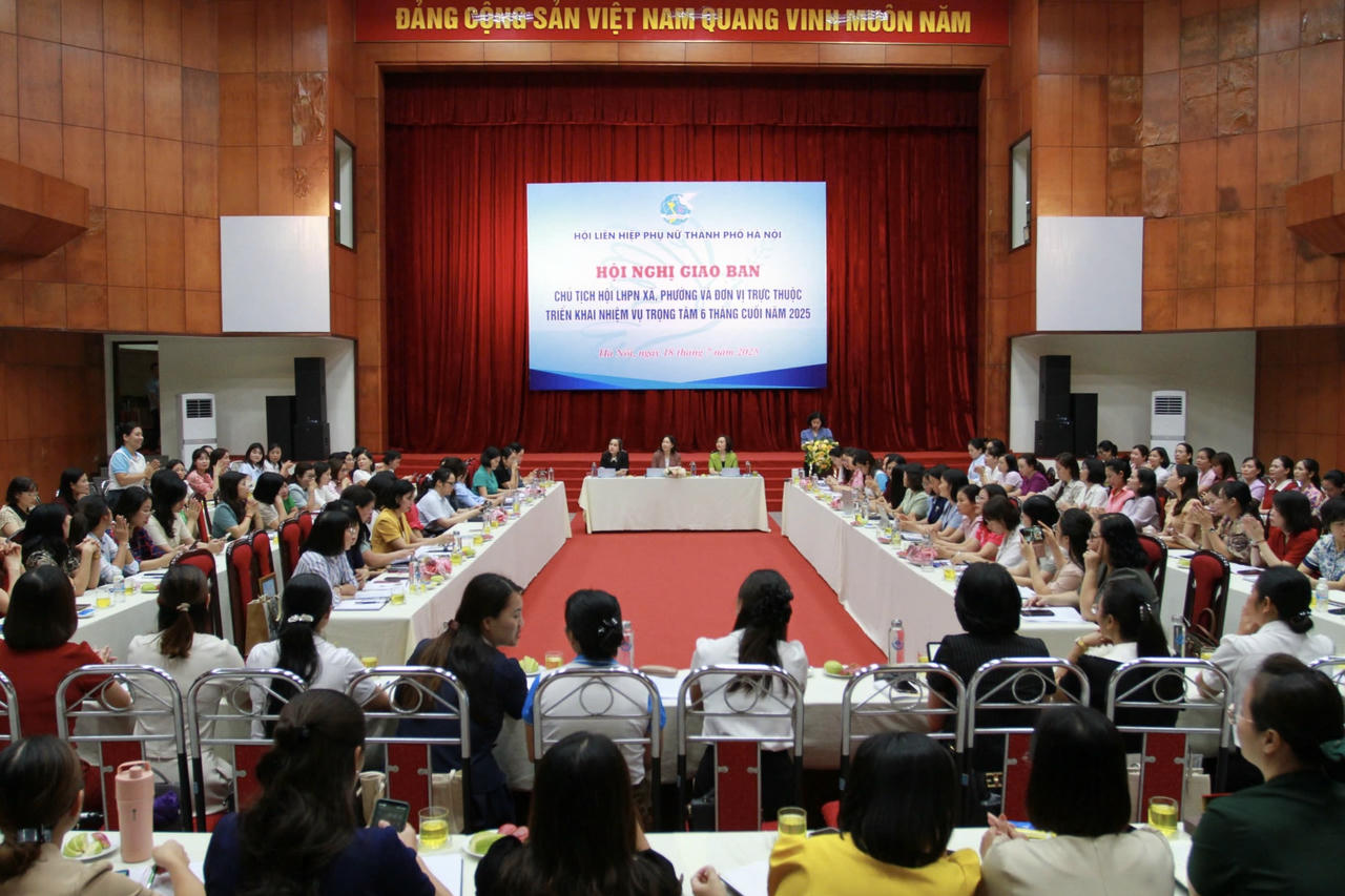 Hội nghị giao ban Chủ tịch Hội LHPN xã, phường và đơn vị trực thuộc tại Hà Nội ngày 18/7/2025. Nguồn Hội LHPN Hà Nội