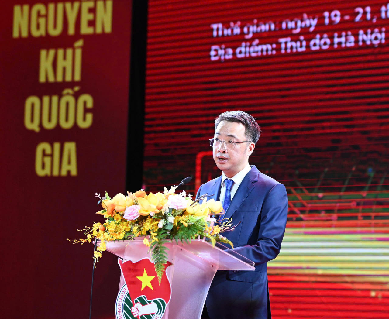 Ông Nguyễn Tường Lâm, Bí thư Ban Chấp hành Trung ương Đoàn, Chủ tịch Trung ương Hội Liên hiệp Thanh niên Việt Nam phát biểu khai mạc Diễn đàn (Ảnh: Đ.Hải)