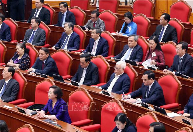 Các đại biểu tham dự bế mạc Hội nghị lần thứ mười hai Ban Chấp hành Trung ương Đảng khóa XIII. Ảnh: Phạm Kiên/TTXVN